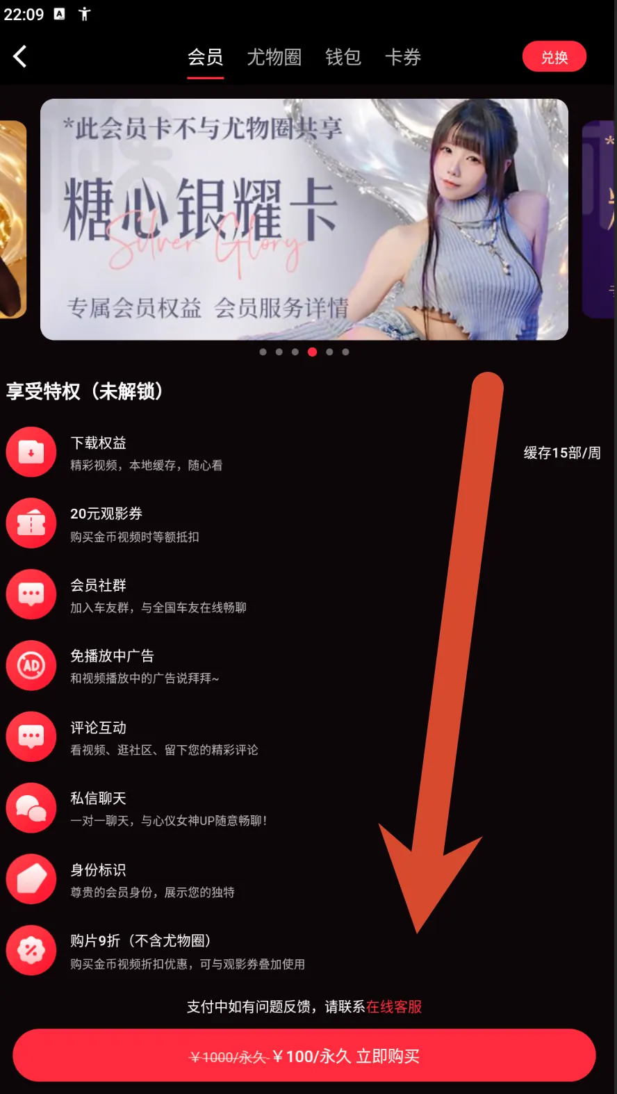 糖心银耀卡会员价格界面示例