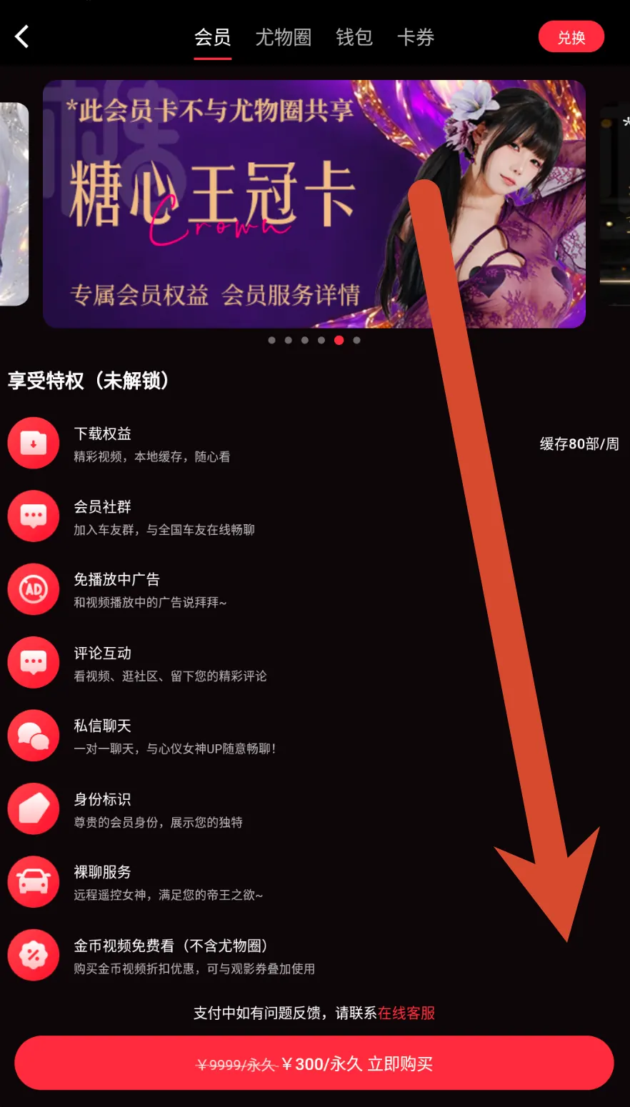糖心王冠卡会员价格界面示例