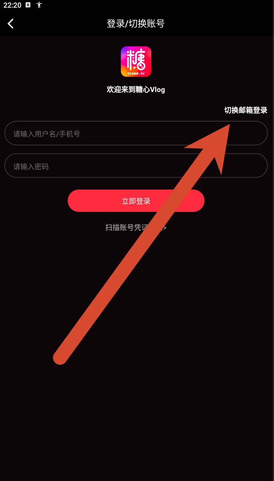 糖心Vlog账号密码登录界面示例